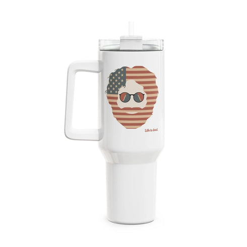 Grateful Dead - Stars and Stripes Jerry Life is dead. "Fat Man" Tumbler,  Double Insulated 40oz Travel Mug - StealieShop